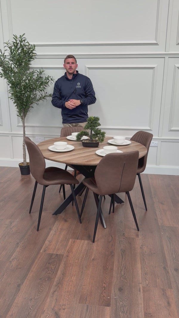 Epsom Rustic Oak 1.2m + 4 Lyra Brown PU