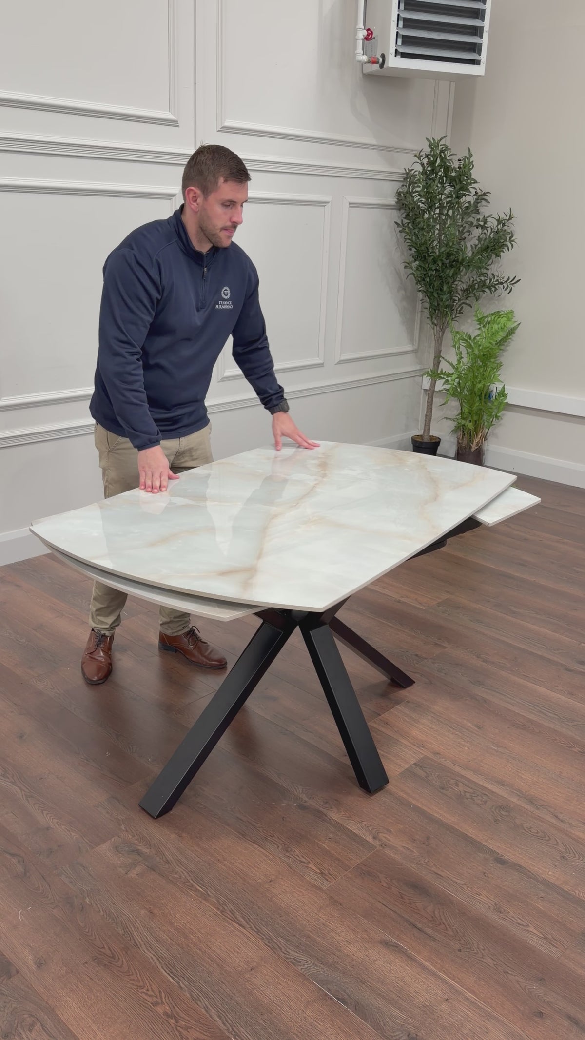 Positano  Swivel Extendable Table - White/ Gold Vein Sintered Stone