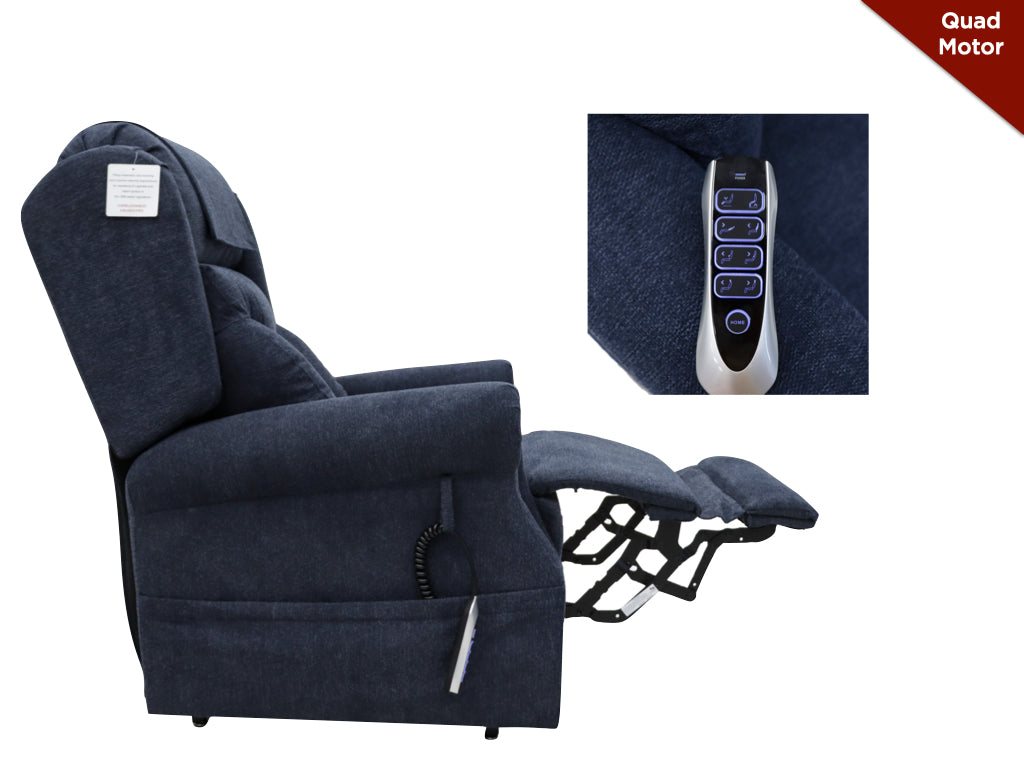 Berkshire Lift & Tilt Quad Motor Armchair - Deep Blue