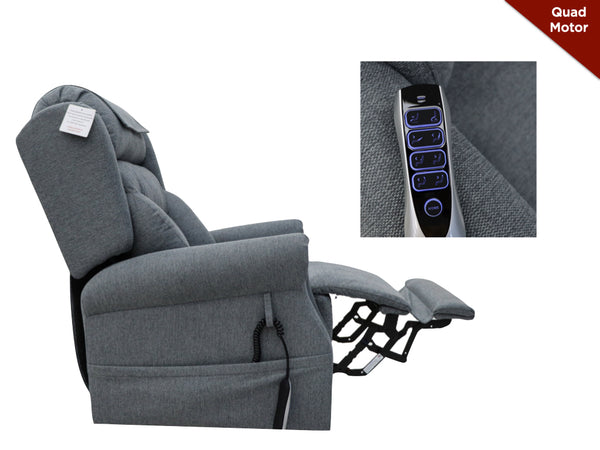 Berk Lift & Tilt Quad Motor Armchair - Steel Grey