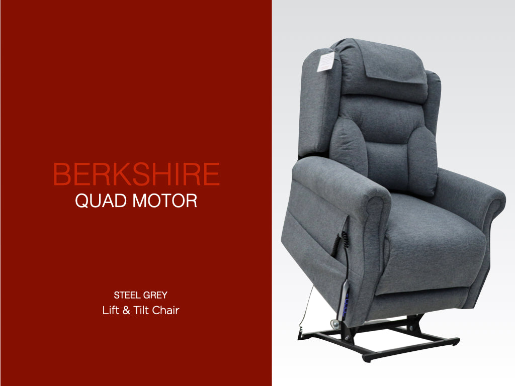 Berkshire Lift & Tilt Quad Motor Armchair - Steel Grey