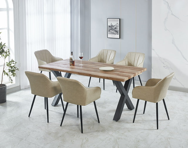 Copenhagen 1.8m Table + 6 Mae Chairs -  Rustic Oak
