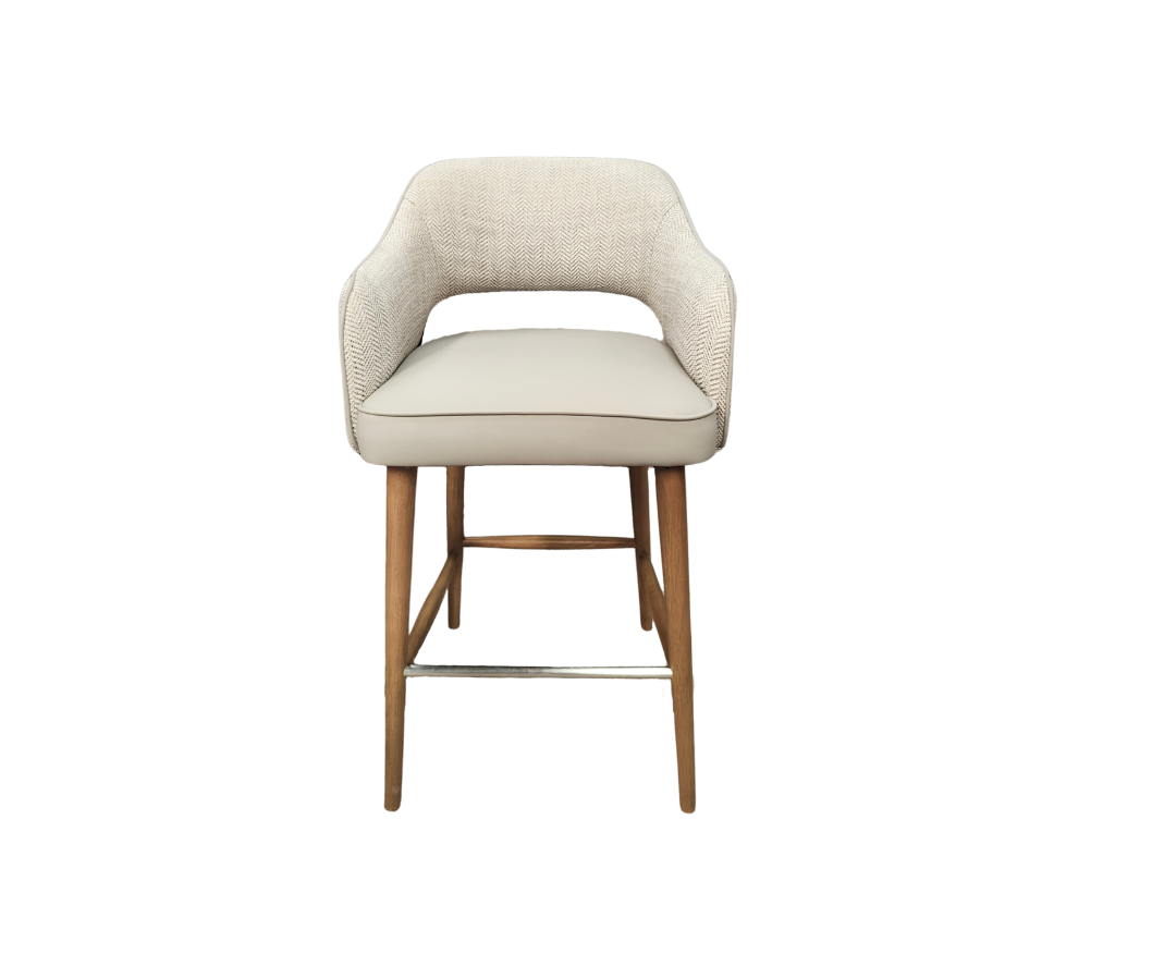 Pisa Dining Bar Stool - Herringbone Fabric/ Leather