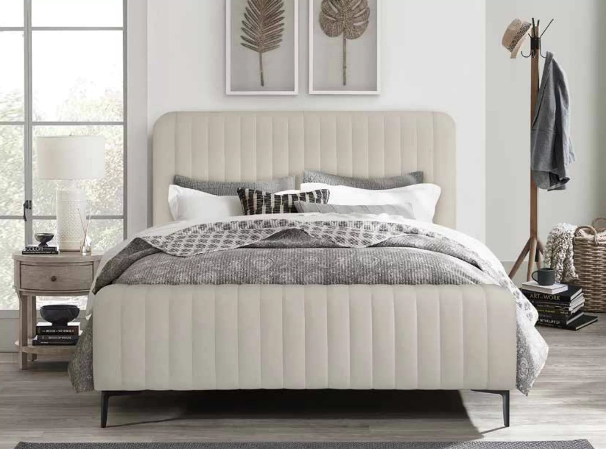 Clarissa Bed Frame Double  - Beige Fabric
