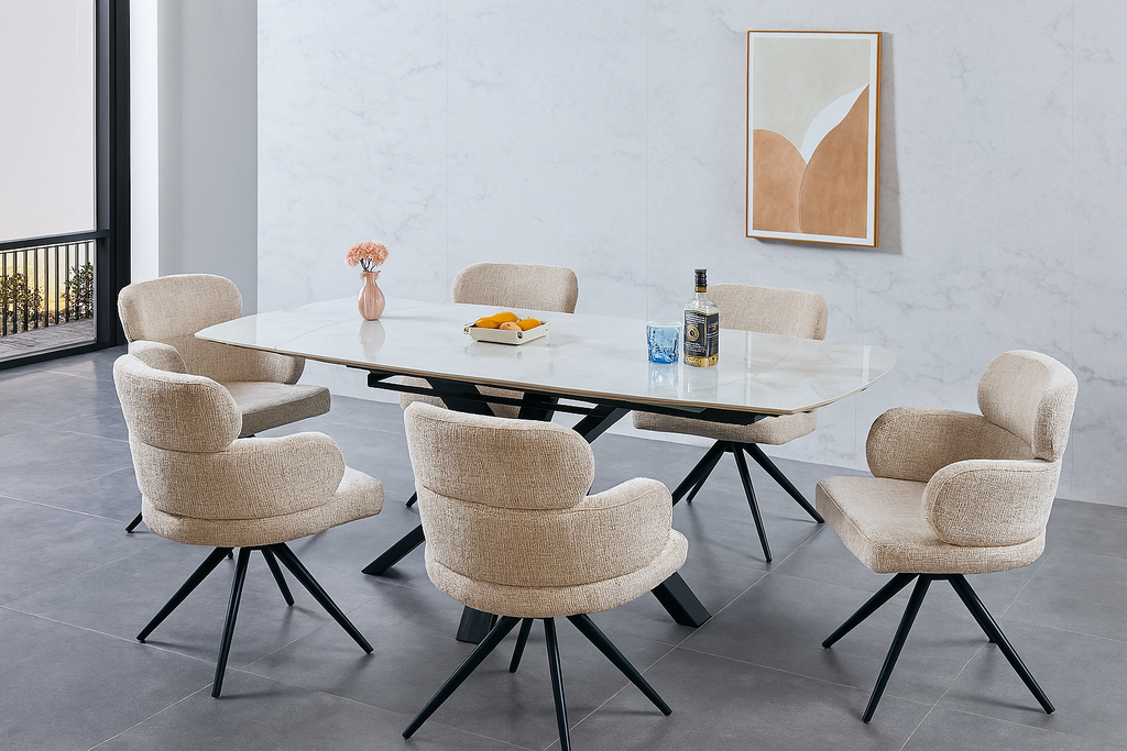 Sorrento  Swivel Extension Table 160-200cm + 6 Orbit Chairs