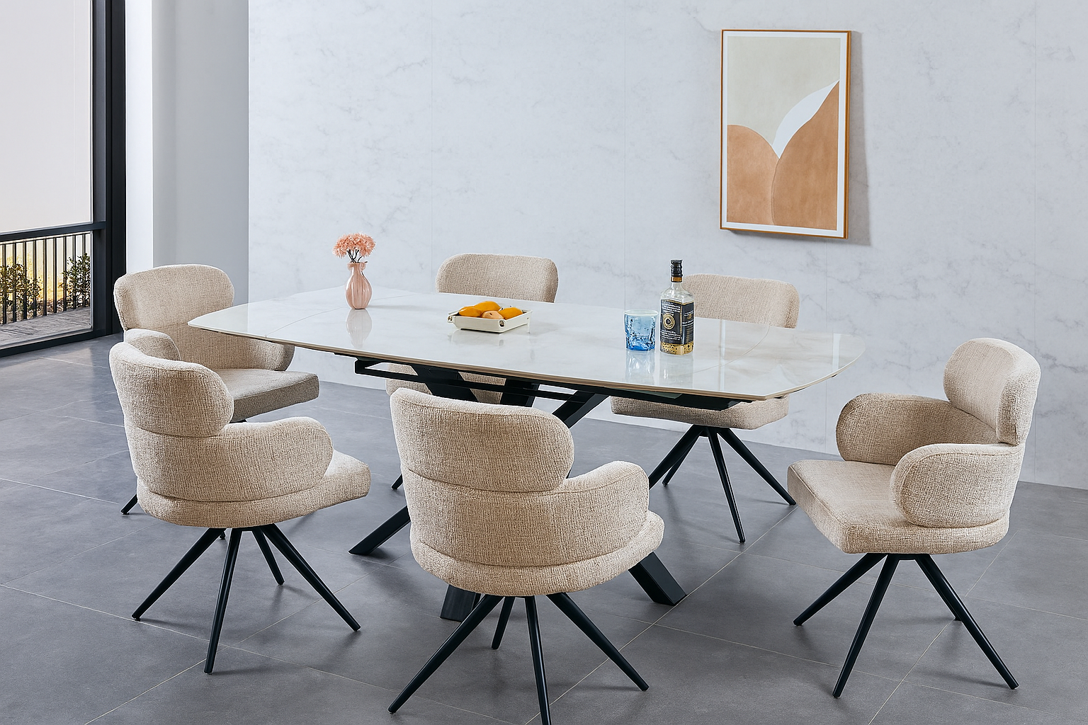 Sorrento  Swivel Extension Table 160-200cm + 6 Orbit Chairs