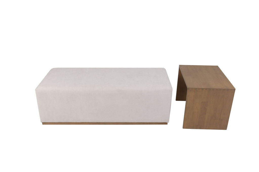 Todie Rectangle Footstool with Wooden Tray