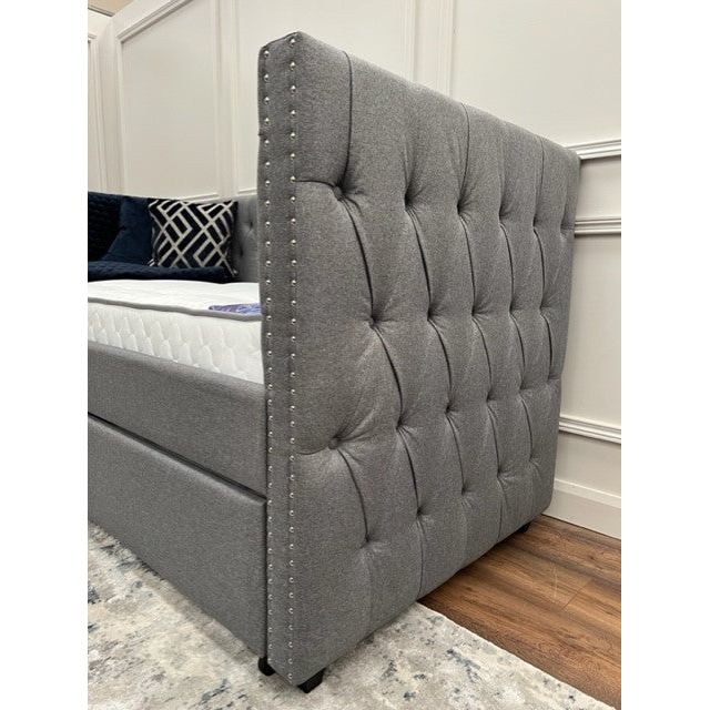 Tyler Day Bed - Grey Linen With 2 Mattresses