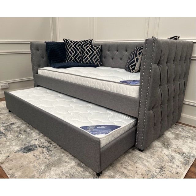 Tyler Day Bed - Grey Linen With 2 Mattresses