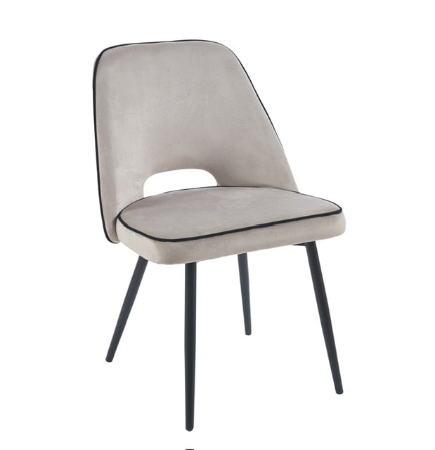 Cleo Dining Chair Grey Velvet with black trim
