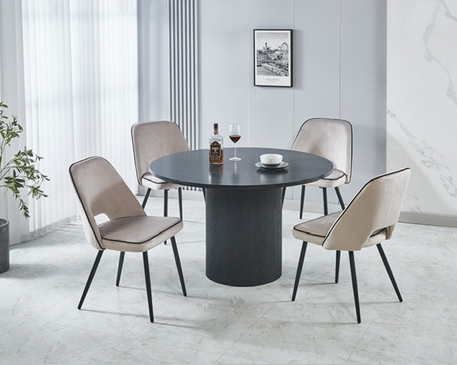 Kai Round Table Set - Black 120cm