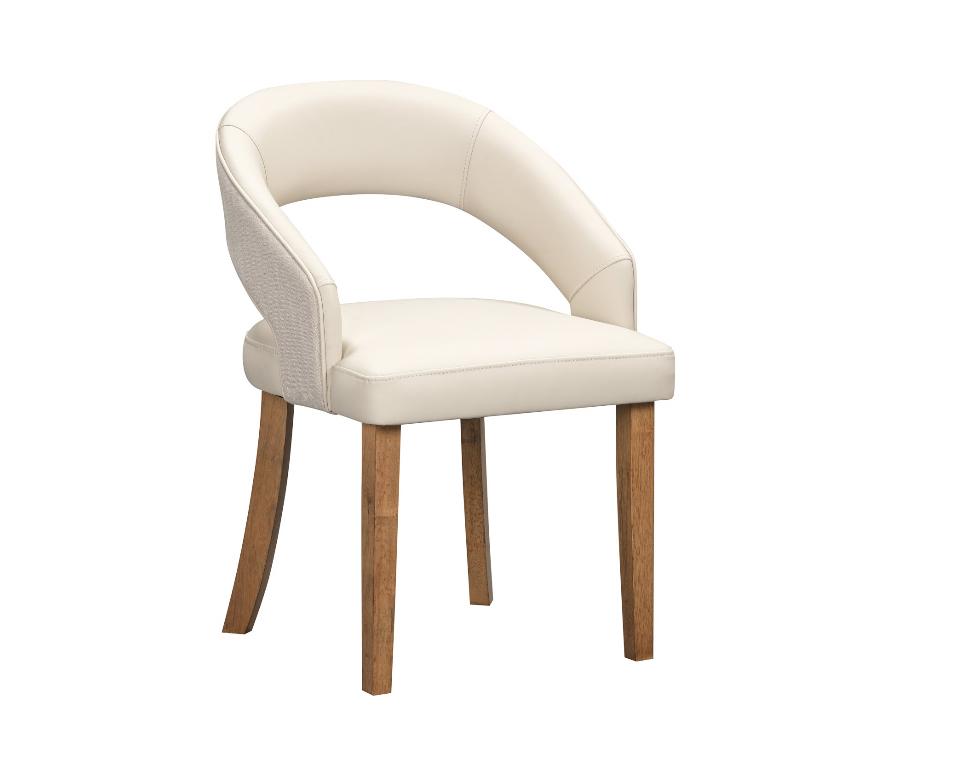 Willow  Dining Chair - Herringbone Fabric/ Cream Leather