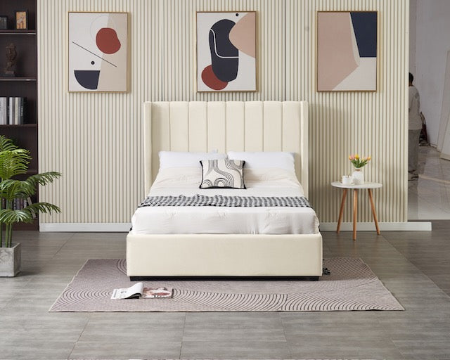 Kildare Bed  Double - Cream Velvet