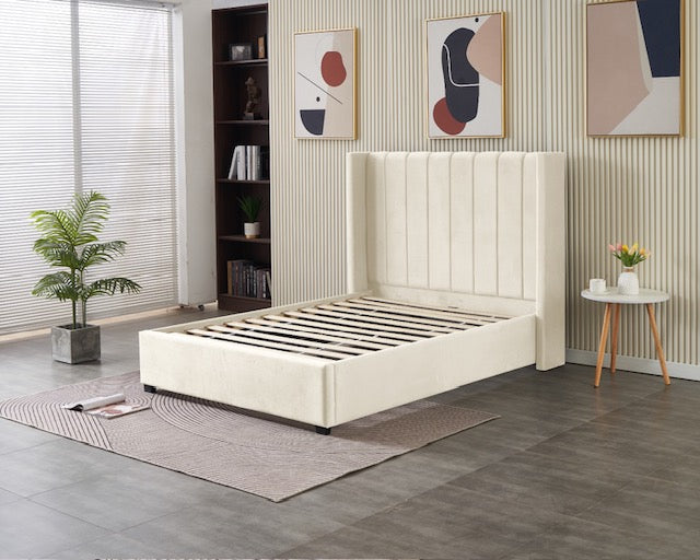 Kildare Bed  Double - Cream Velvet
