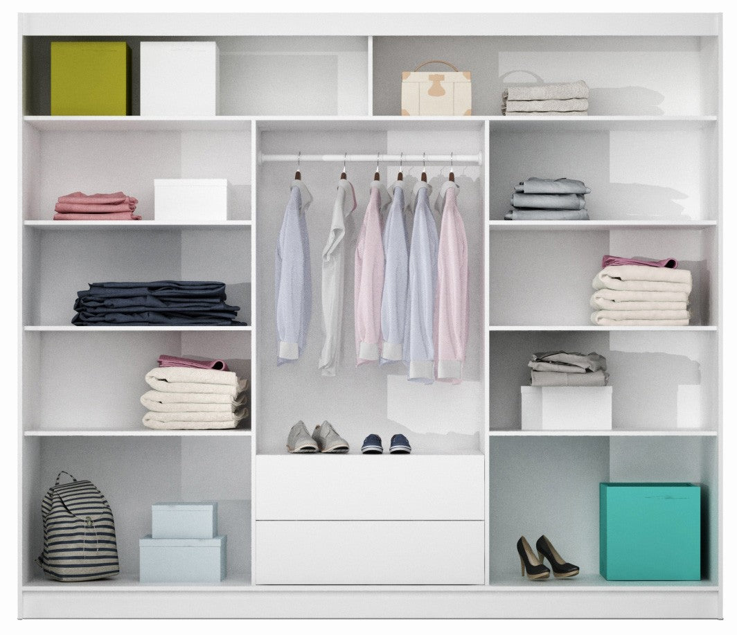 Levi 2.50m Sliding Wardrobe  - White