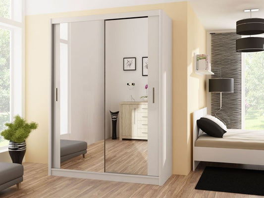 Levi 1.2m Sliding Wardrobe  - White