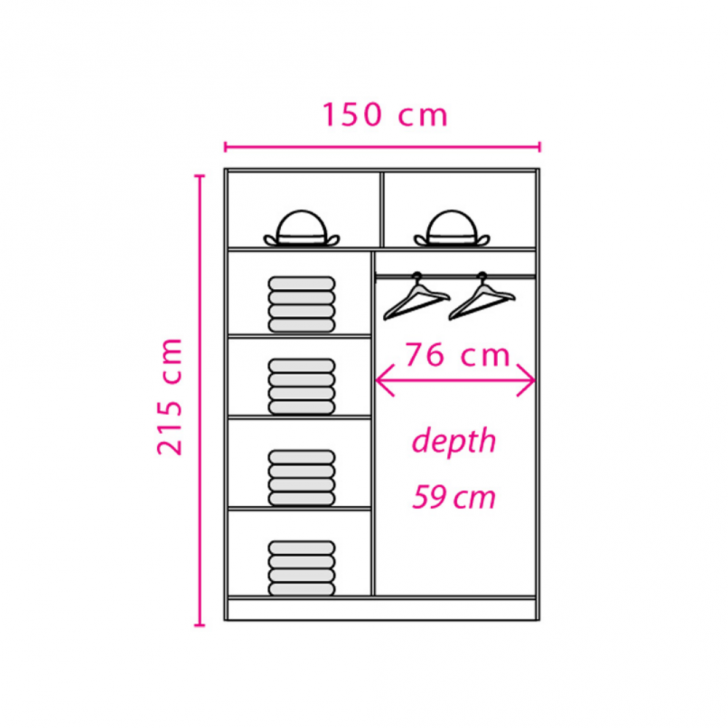 Jacob 1.5m Sliding Wardrobe  - White