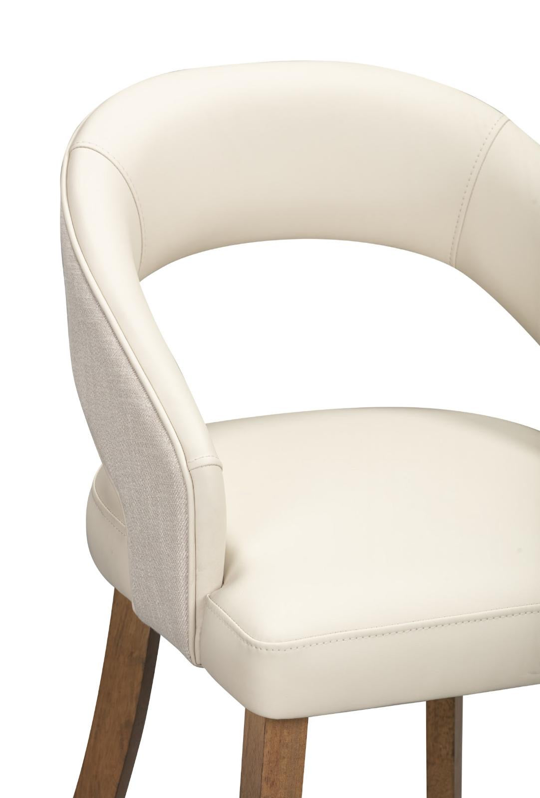 Willow  Dining Chair - Herringbone Fabric/ Cream Leather