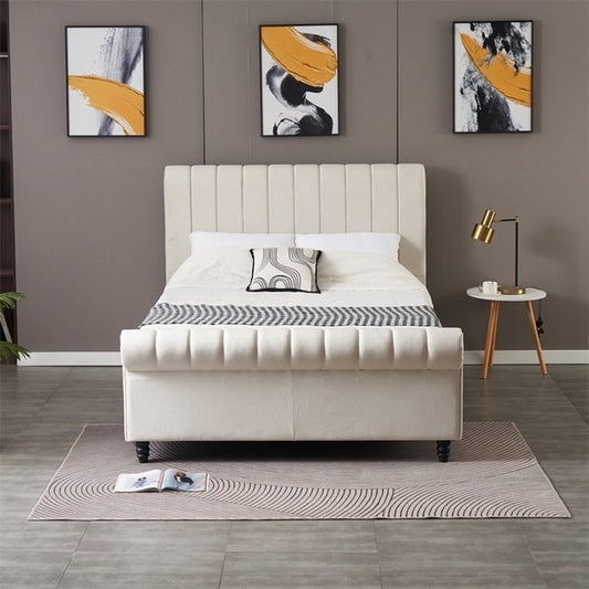 Ascot Ottoman Bed Double - Cream Velvet