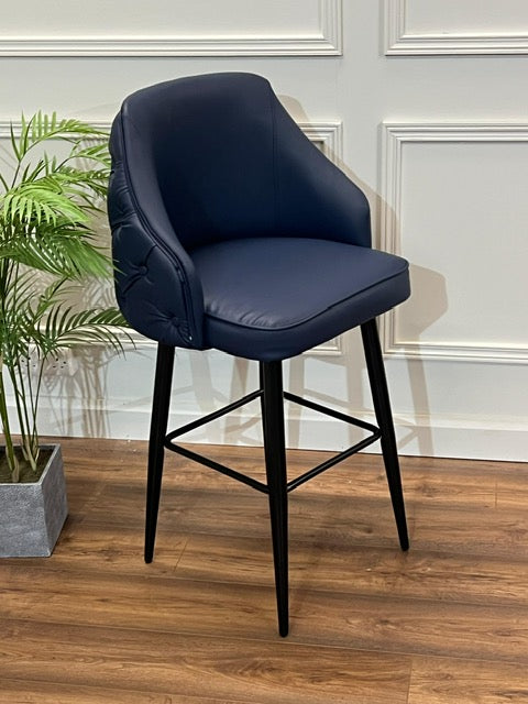 Astley  Barstool - Midnight Navy Faux Leather