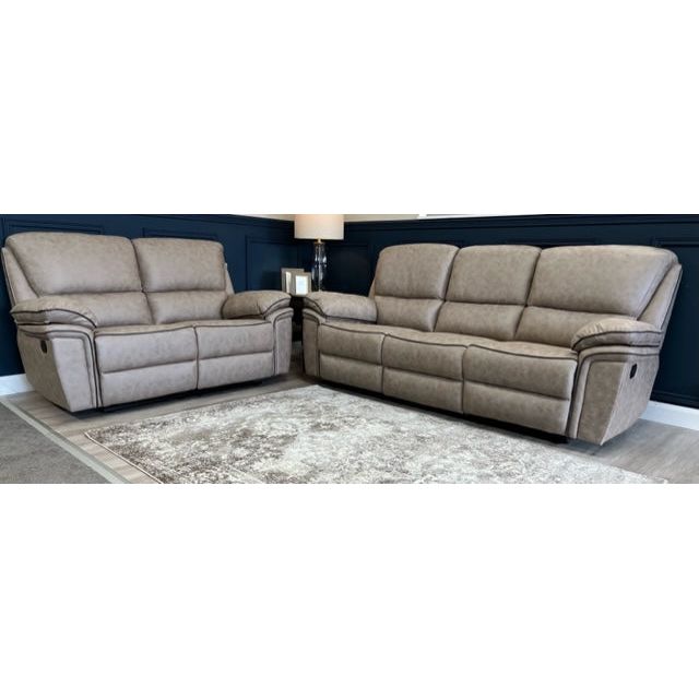 Brianna 3+1+1 reclining Sofa Range - Taupe Suede Fabric