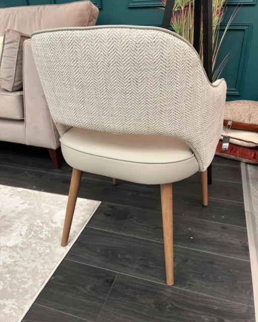 Pisa Dining Chair - Herringbone Fabric/ Leather