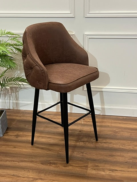 Astley  Barstool - Expresso Brown Suede