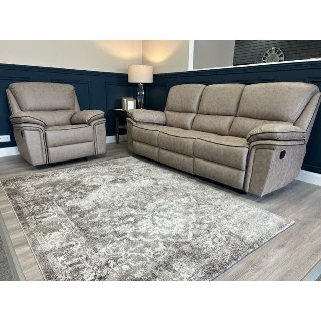 Brianna 3+1+1 reclining Sofa Range - Taupe Suede Fabric