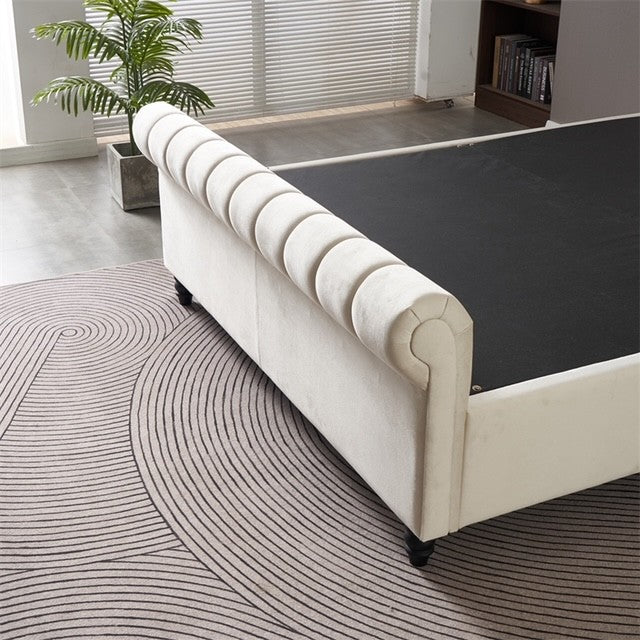 Ascot Ottoman Bed Double - Cream Velvet