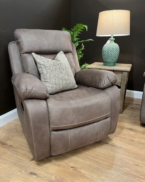 Bristol 3 + 2 + 1 reclining Sofa Range - Dark Taupe Suede Fabric