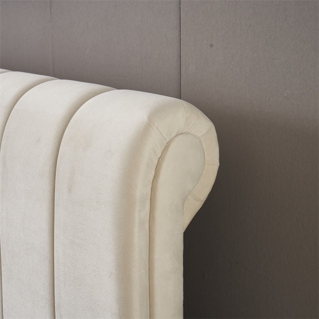 Ascot Ottoman Bed Double - Cream Velvet