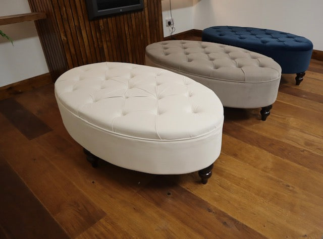 Renee Oval Footstool - Cream