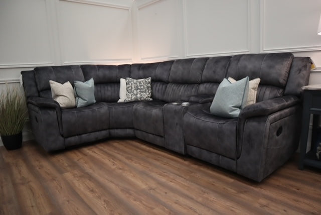 Alaska 5 Piece Manual Corner - Charcoal fabric