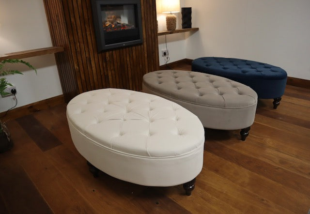 Renee Oval Footstool - Cream