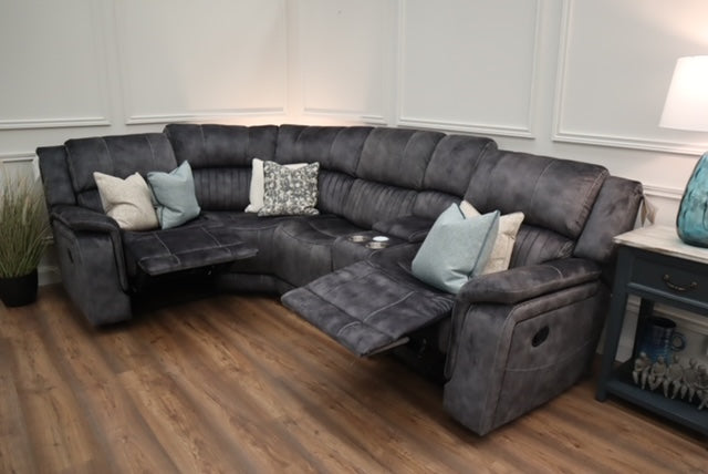 Alaska 5 Piece Manual Corner - Charcoal fabric