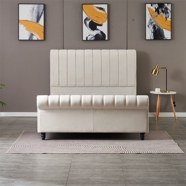 Ascot Ottoman Bed Double - Cream Velvet