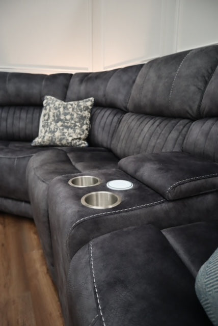 Alaska 5 Piece Manual Corner - Charcoal fabric