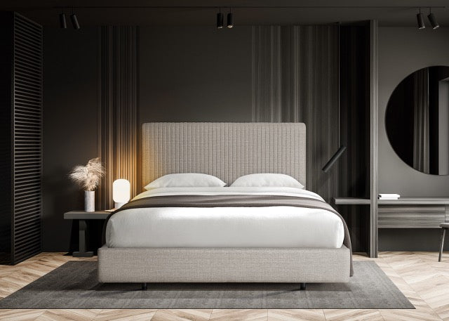 Valerie  Bed King   - Beige Linen