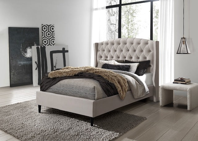 Windsor Bed double  - Mink Velvet
