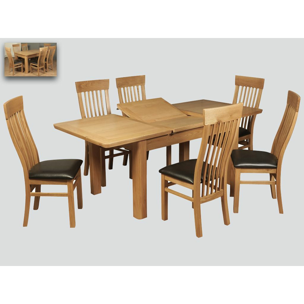 Canterbury Oak Dining Table 1.2  ext 1.53m m Set