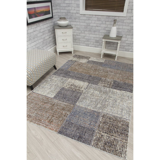 Beige Brown Modern Rug - Revive Pacha