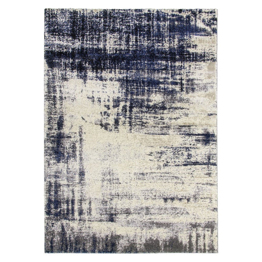 Navy Cream Abstract Modern Rug - Callisto Accents