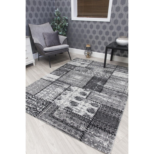 Grey Patchwork Rug - Antika