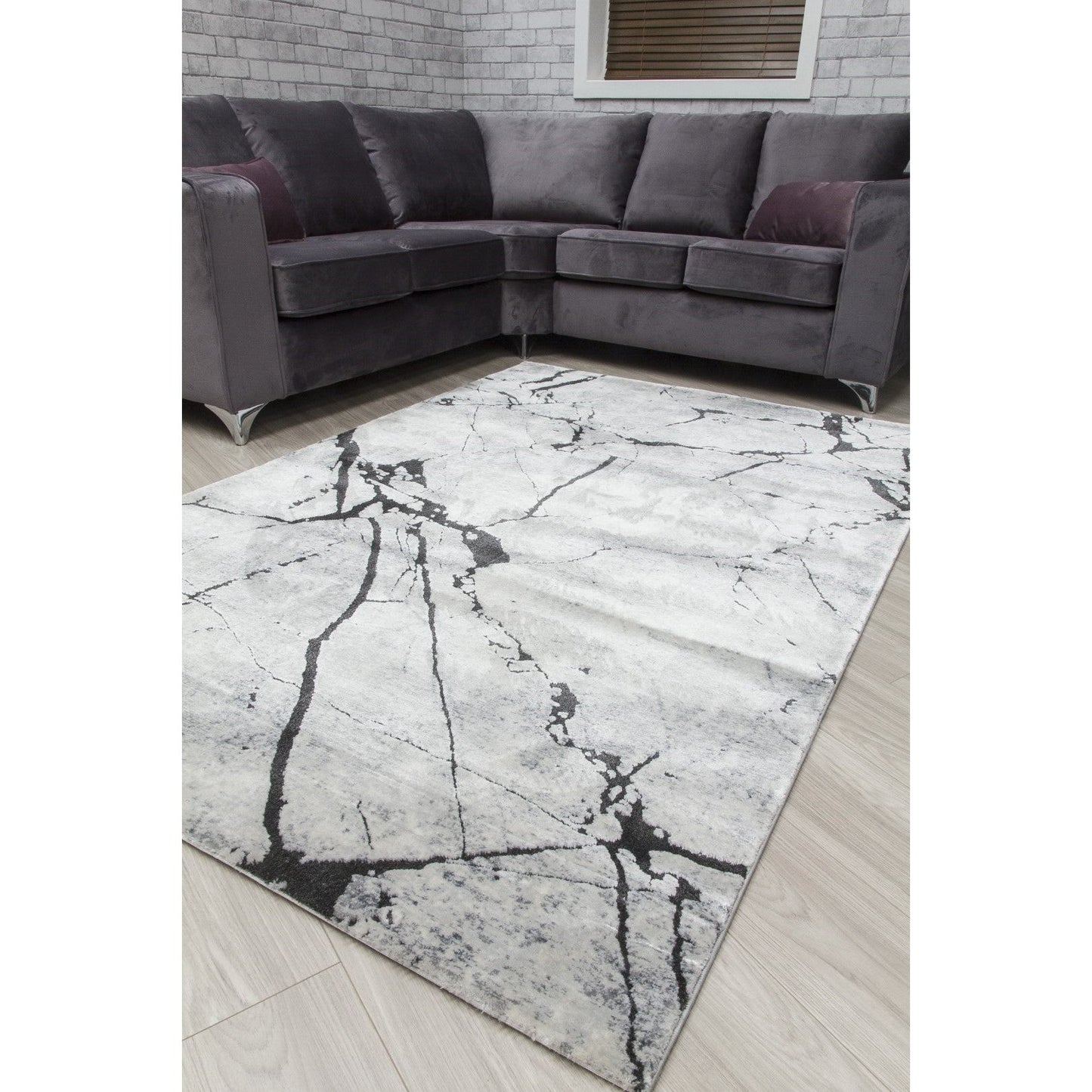 Grey Abstract Rug - Rococo Glacial