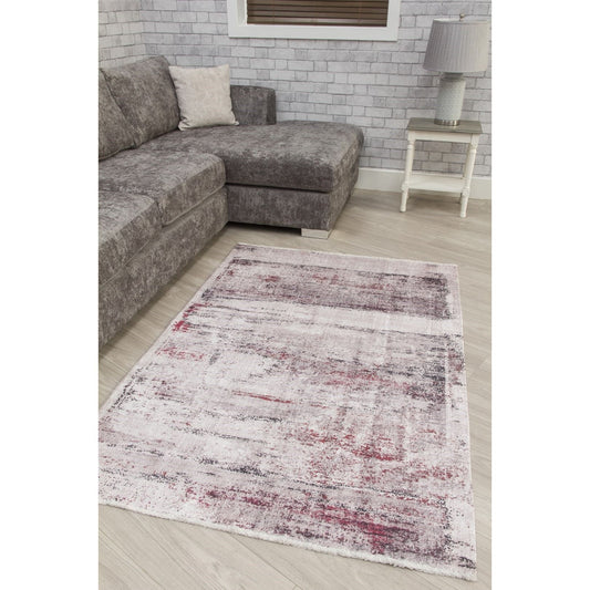 Cream Red Abstract Modern Rug - Modena Valencia