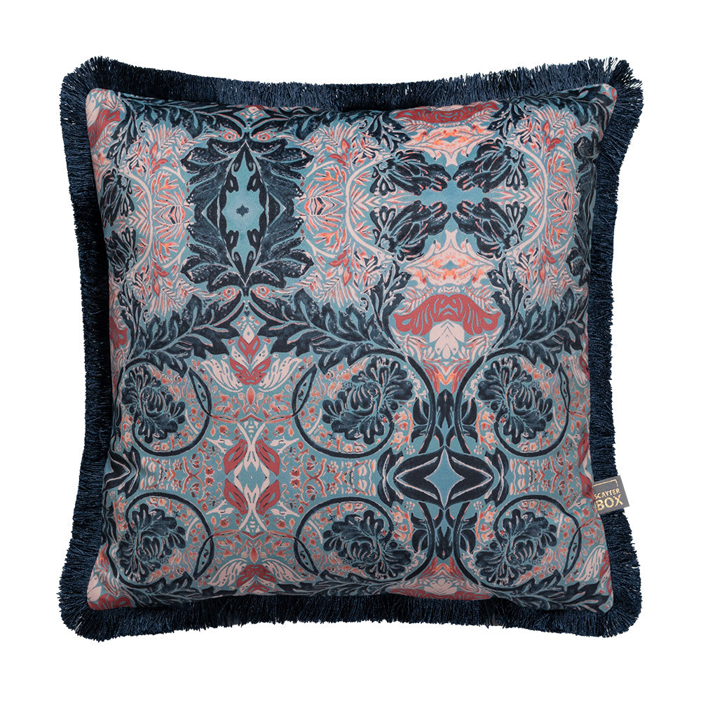 Scatter Box Athena 43x43cm Cushion, Blue/Marsala