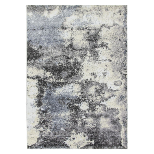 Grey Blue Abstract Modern Rug - Callisto Storm