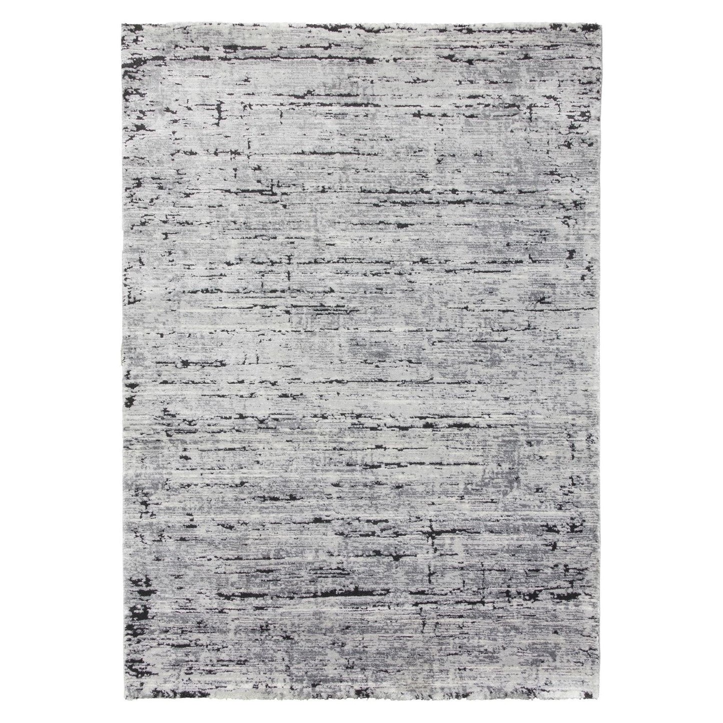 Grey Black Abstract Rug - Rococo Crevassi