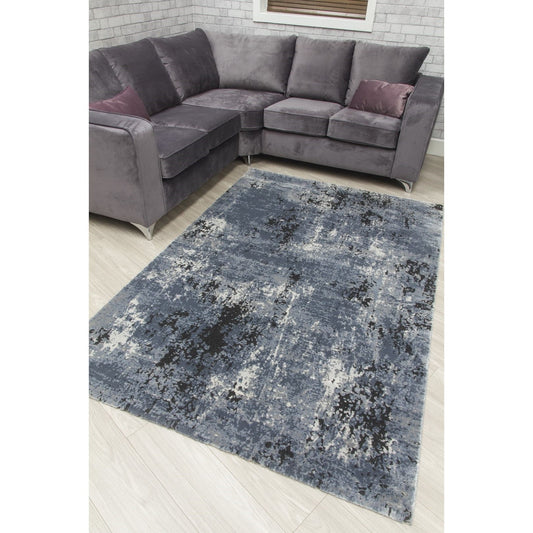 Grey Black Abstract Rug - Rococo Shadows