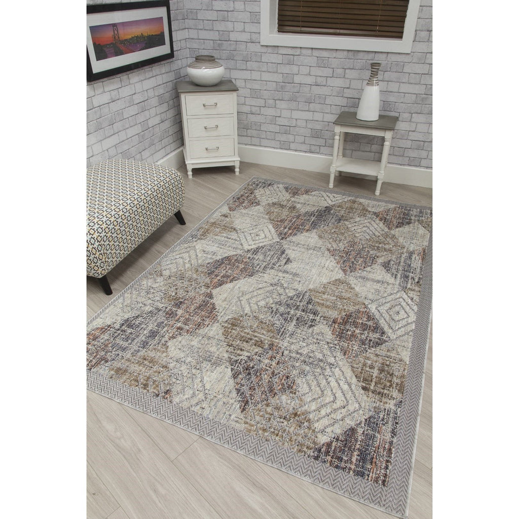 Beige Cream Modern Rug - Revive Rhomba
